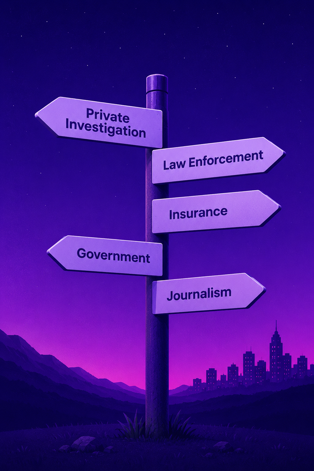 Signpost showing career pathways across intelligence, investigations and OSINT