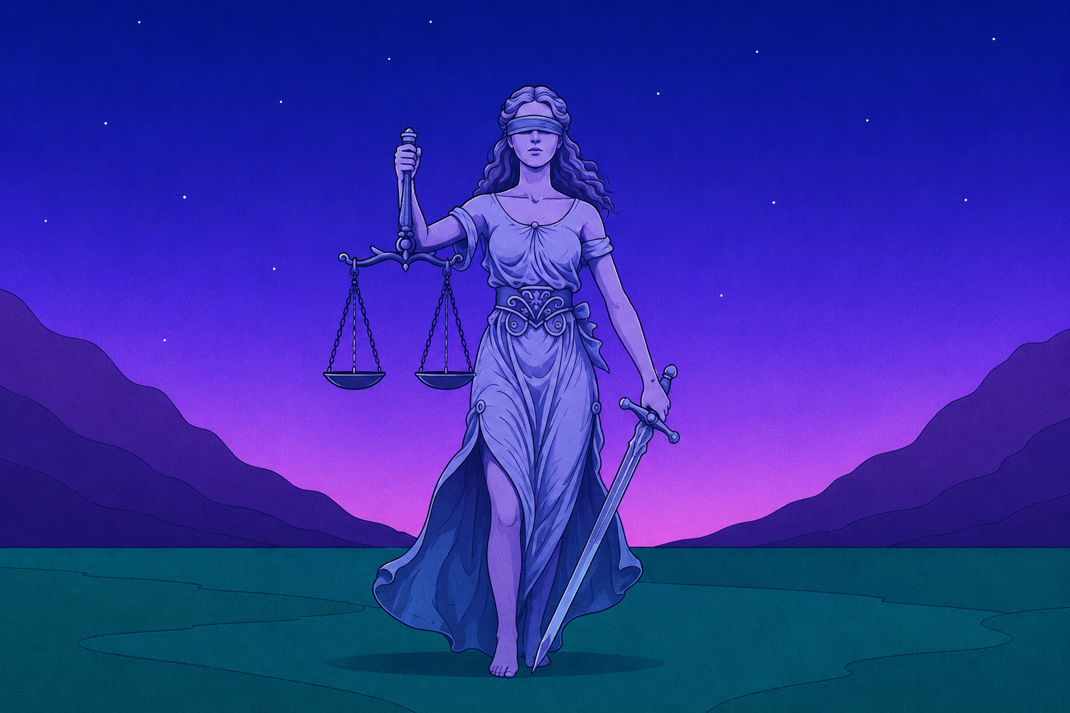 Lady Justice representing legal investigations supported by connected UK public records