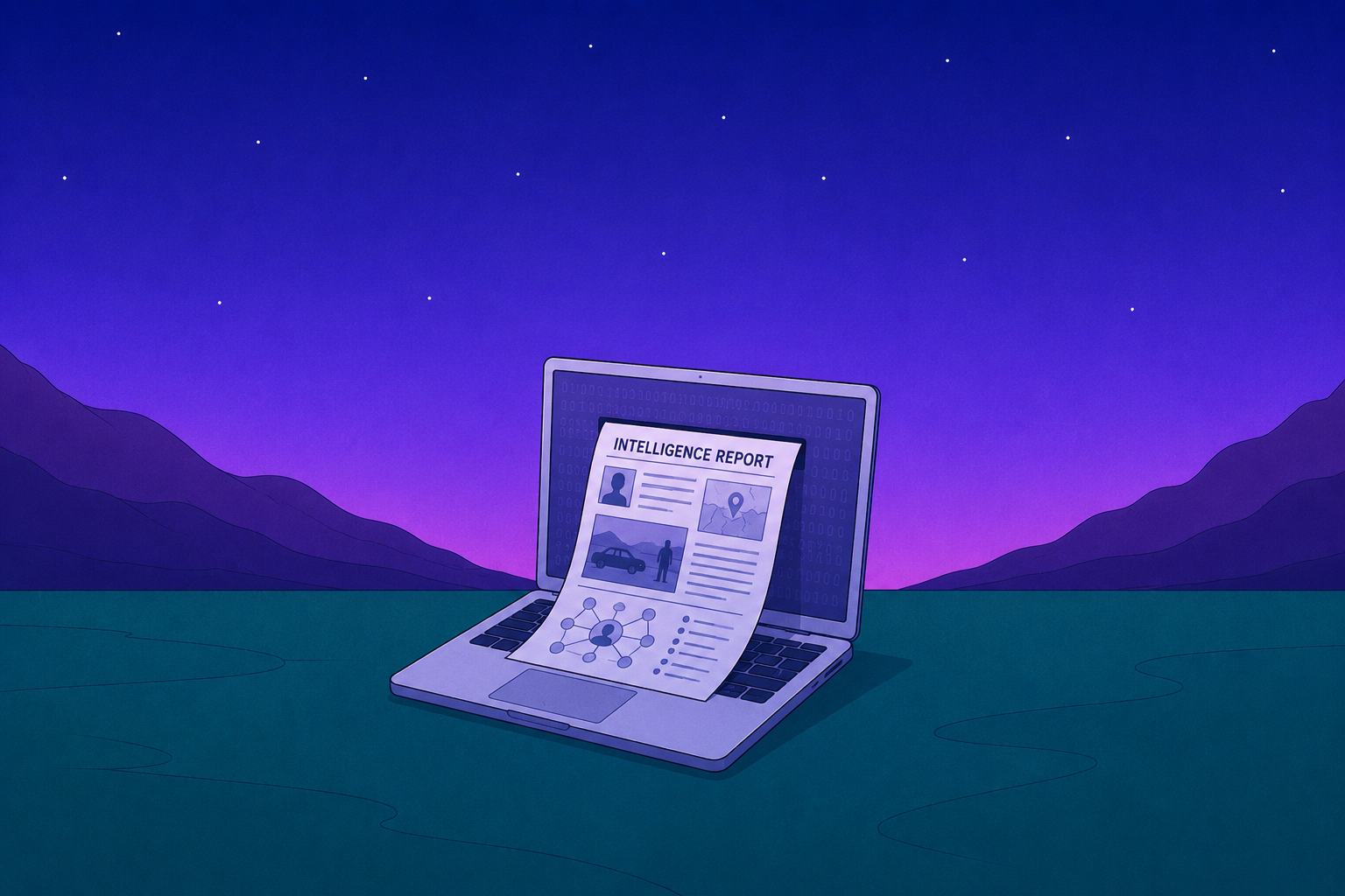 Private investigator reviewing an intelligence report and connected UK public records
